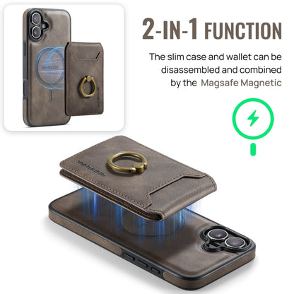 For iPhone 16 DG.MING K1 MagSafe Detachable Wallet RFID Back Cover Phone Case(Coffee) - iPhone 16 Cases by DG.MING | Online Shopping South Africa | PMC Jewellery | Buy Now Pay Later Mobicred