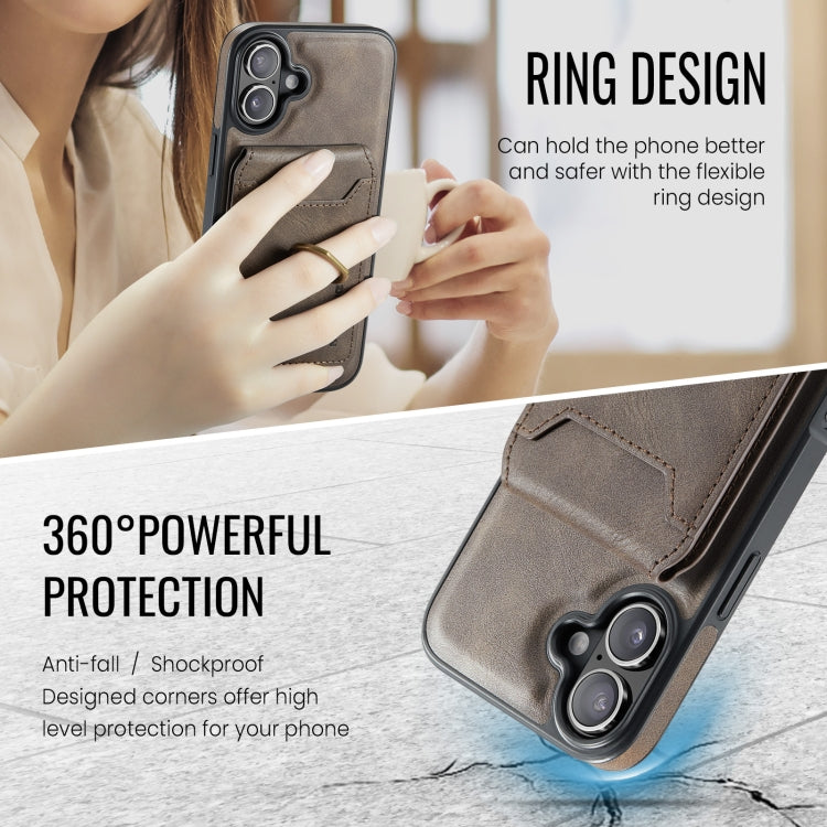 For iPhone 16 DG.MING K1 MagSafe Detachable Wallet RFID Back Cover Phone Case(Coffee) - iPhone 16 Cases by DG.MING | Online Shopping South Africa | PMC Jewellery | Buy Now Pay Later Mobicred