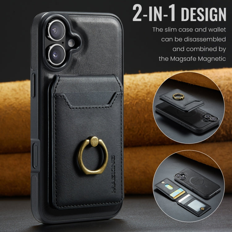 For iPhone 16 DG.MING K1 MagSafe Detachable Wallet RFID Back Cover Phone Case(Black) - iPhone 16 Cases by DG.MING | Online Shopping South Africa | PMC Jewellery | Buy Now Pay Later Mobicred