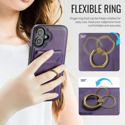 For iPhone 16 DG.MING K1 MagSafe Detachable Wallet RFID Back Cover Phone Case(Purple) - iPhone 16 Cases by DG.MING | Online Shopping South Africa | PMC Jewellery | Buy Now Pay Later Mobicred