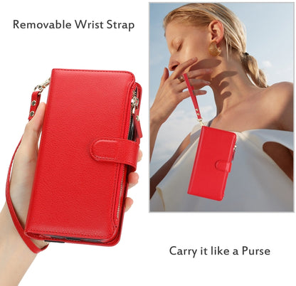 For Samsung Galaxy S24 Ultra 5G Wristband Holder Zipper Purse RFID Leather Phone Case(Red) - Galaxy S24 Ultra 5G Cases by PMC Jewellery | Online Shopping South Africa | PMC Jewellery | Buy Now Pay Later Mobicred