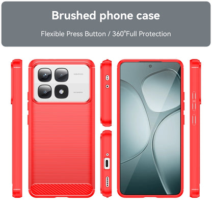 For Redmi K70 Ultra Brushed Texture Carbon Fiber TPU Phone Case(Red) - Xiaomi Cases by PMC Jewellery | Online Shopping South Africa | PMC Jewellery | Buy Now Pay Later Mobicred