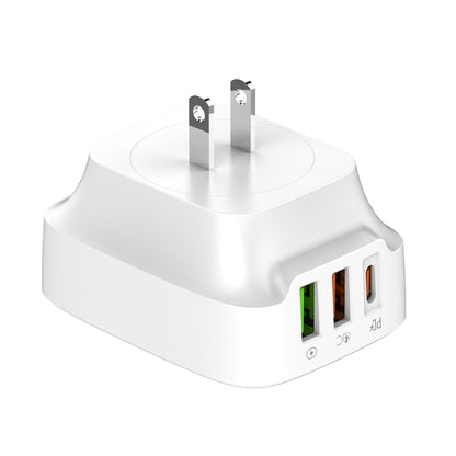 LDNIO Q334 32W Type-C + Dual USB Port Charger with 1m Micro USB Data Cable, Plug Type:US Plug(White) - USB Charger by LDNIO | Online Shopping South Africa | PMC Jewellery | Buy Now Pay Later Mobicred