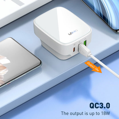 LDNIO Q334 32W Type-C + Dual USB Port Charger with 1m Micro USB Data Cable, Plug Type:EU Plug(White) - USB Charger by LDNIO | Online Shopping South Africa | PMC Jewellery | Buy Now Pay Later Mobicred