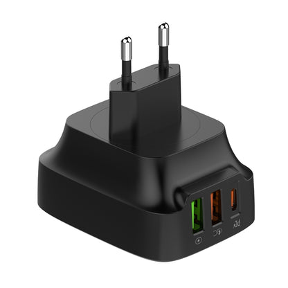 LDNIO Q334 32W Type-C + Dual USB Port Charger with 1m 8 Pin Data Cable, Plug Type:EU Plug(Black) - USB Charger by LDNIO | Online Shopping South Africa | PMC Jewellery | Buy Now Pay Later Mobicred