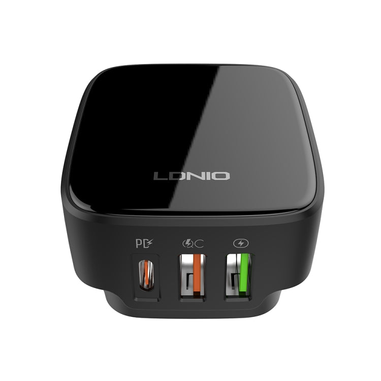 LDNIO Q334 32W Type-C + Dual USB Port Charger with 1m 8 Pin Data Cable, Plug Type:US Plug(Black) - USB Charger by LDNIO | Online Shopping South Africa | PMC Jewellery | Buy Now Pay Later Mobicred