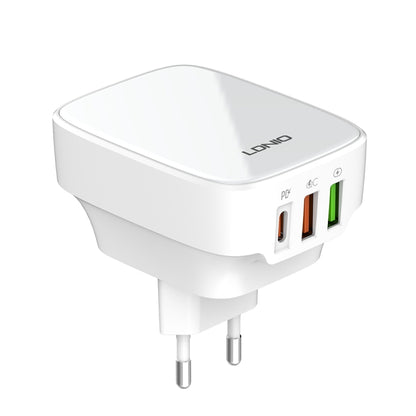 LDNIO Q334 32W Type-C + Dual USB Port Charger with 1m USB-C / Type-C Data Cable, Plug Type:EU Plug(White) - USB Charger by LDNIO | Online Shopping South Africa | PMC Jewellery | Buy Now Pay Later Mobicred