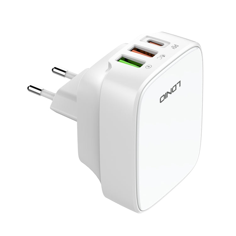 LDNIO Q334 32W Type-C + Dual USB Port Charger with 1m USB-C / Type-C Data Cable, Plug Type:EU Plug(White) - USB Charger by LDNIO | Online Shopping South Africa | PMC Jewellery | Buy Now Pay Later Mobicred