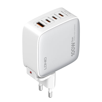 LDNIO Q408 100W GaN USB+3 USB-C / Type-C Interface Charger with 1m 100W USB-C / Type-C to USB-C / Type-C Data Cable, Plug Type:EU Plug(White) - USB Charger by LDNIO | Online Shopping South Africa | PMC Jewellery | Buy Now Pay Later Mobicred