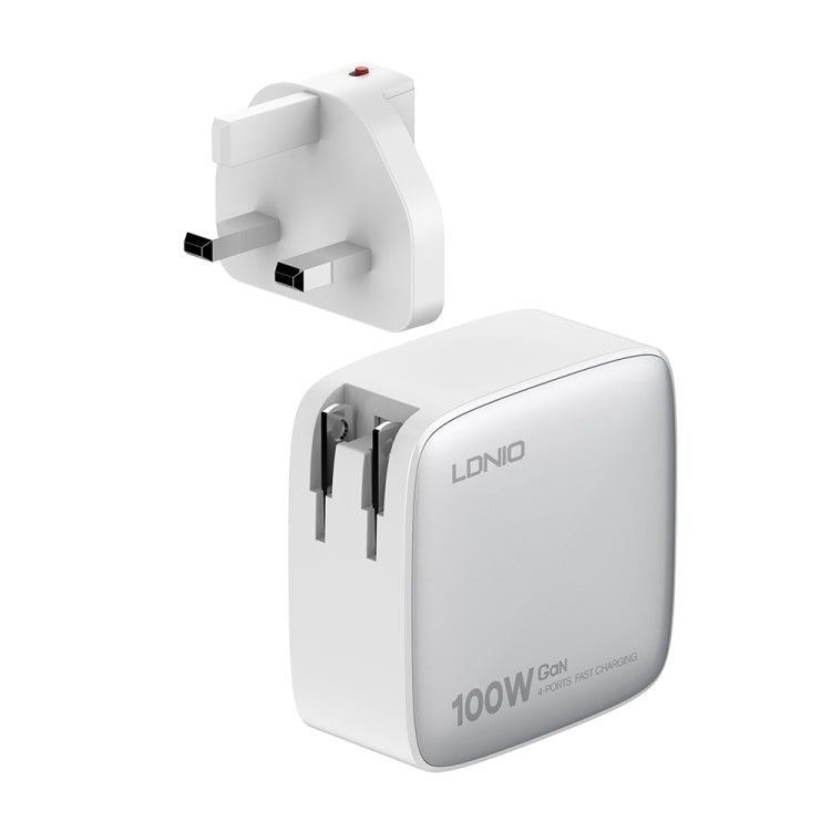 LDNIO Q408 100W GaN USB+3 USB-C / Type-C Interface Charger with 1m 100W USB-C / Type-C to USB-C / Type-C Data Cable, Plug Type:UK Plug(White) - USB Charger by LDNIO | Online Shopping South Africa | PMC Jewellery | Buy Now Pay Later Mobicred