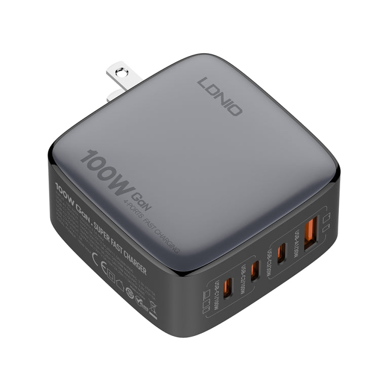 LDNIO Q408 100W GaN USB+3 USB-C / Type-C Interface Charger with 1m 100W USB-C / Type-C to USB-C / Type-C Data Cable, Plug Type:US Plug(Black) - USB Charger by LDNIO | Online Shopping South Africa | PMC Jewellery | Buy Now Pay Later Mobicred