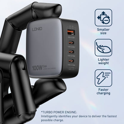 LDNIO Q408 100W GaN USB+3 USB-C / Type-C Interface Charger with 1m 100W USB-C / Type-C to USB-C / Type-C Data Cable, Plug Type:UK Plug(White) - USB Charger by LDNIO | Online Shopping South Africa | PMC Jewellery | Buy Now Pay Later Mobicred