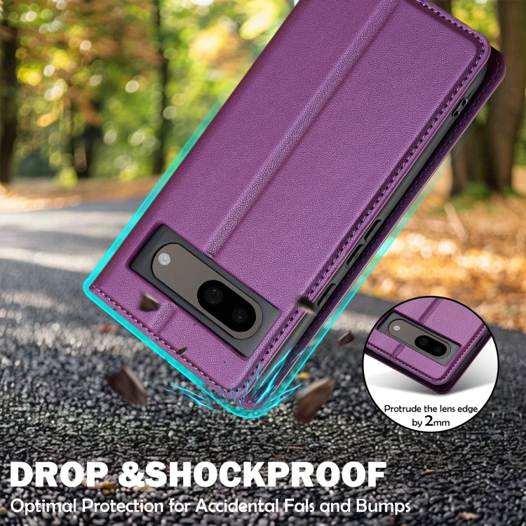 For Google Pixel 8A LC.IMEEKE L1 Series Frosted Fine Texture PU Phone Case(Purple) - Google Cases by LC.IMEEKE | Online Shopping South Africa | PMC Jewellery | Buy Now Pay Later Mobicred