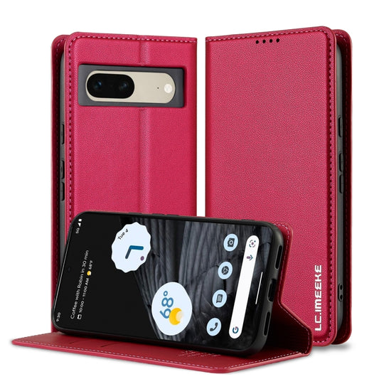 For Google Pixel 7 5G LC.IMEEKE L1 Series Frosted Fine Texture PU Phone Case(Red) - Google Cases by LC.IMEEKE | Online Shopping South Africa | PMC Jewellery | Buy Now Pay Later Mobicred