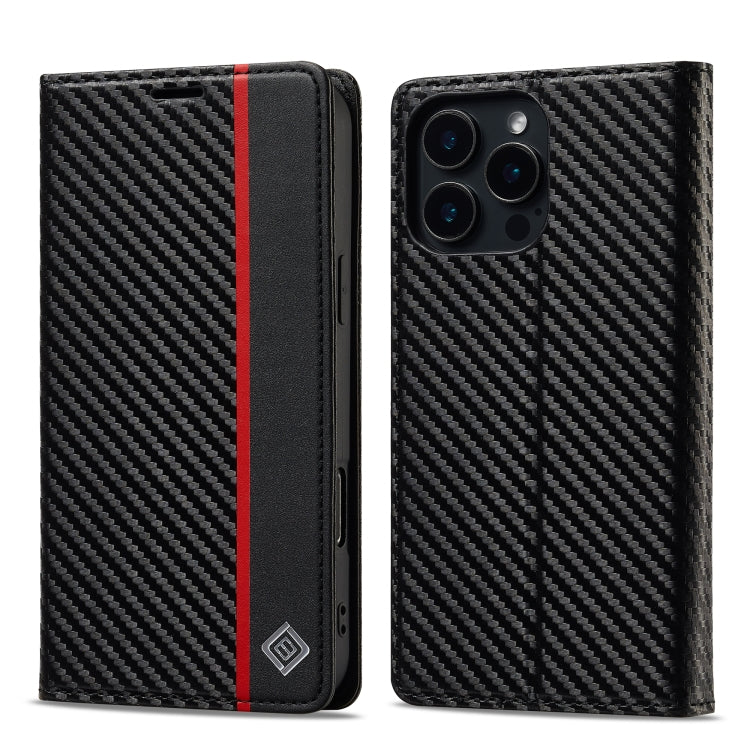 For iPhone 16 Pro LC.IMEEKE Carbon Fiber Leather Phone Case(Vertical Black) - iPhone 16 Pro Cases by LC.IMEEKE | Online Shopping South Africa | PMC Jewellery | Buy Now Pay Later Mobicred