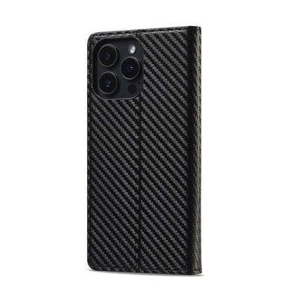 For iPhone 16 Pro LC.IMEEKE Carbon Fiber Leather Phone Case(Vertical Black) - iPhone 16 Pro Cases by LC.IMEEKE | Online Shopping South Africa | PMC Jewellery | Buy Now Pay Later Mobicred