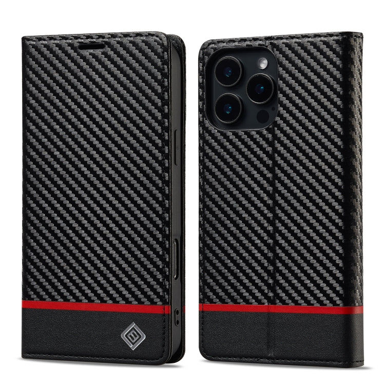 For iPhone 16 Pro LC.IMEEKE Carbon Fiber Leather Phone Case(Horizontal Black) - iPhone 16 Pro Cases by LC.IMEEKE | Online Shopping South Africa | PMC Jewellery | Buy Now Pay Later Mobicred