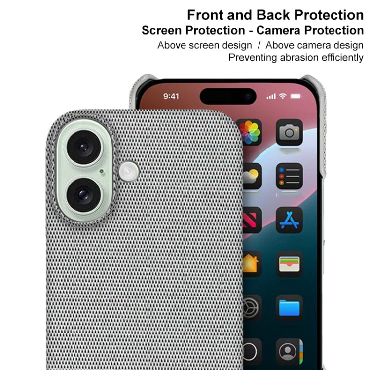 For iPhone 16 imak Ruiyi Series Cloth Texture PU + PC Phone Case(Light Grey) - iPhone 16 Cases by imak | Online Shopping South Africa | PMC Jewellery | Buy Now Pay Later Mobicred