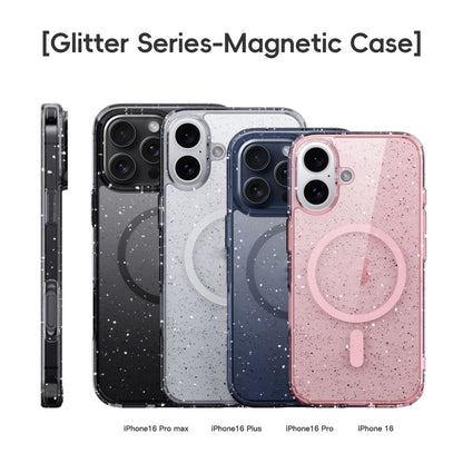 For iPhone 16 Pro Glitter Powder MagSafe Magnetic Phone Case(Transparent Black) - iPhone 16 Pro Cases by PMC Jewellery | Online Shopping South Africa | PMC Jewellery | Buy Now Pay Later Mobicred