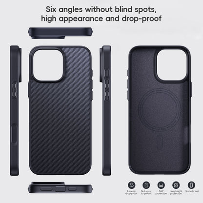 For iPhone 16 Carbon Fiber Kevlar MagSafe Magnetic Phone Case(Black) - iPhone 16 Cases by PMC Jewellery | Online Shopping South Africa | PMC Jewellery | Buy Now Pay Later Mobicred