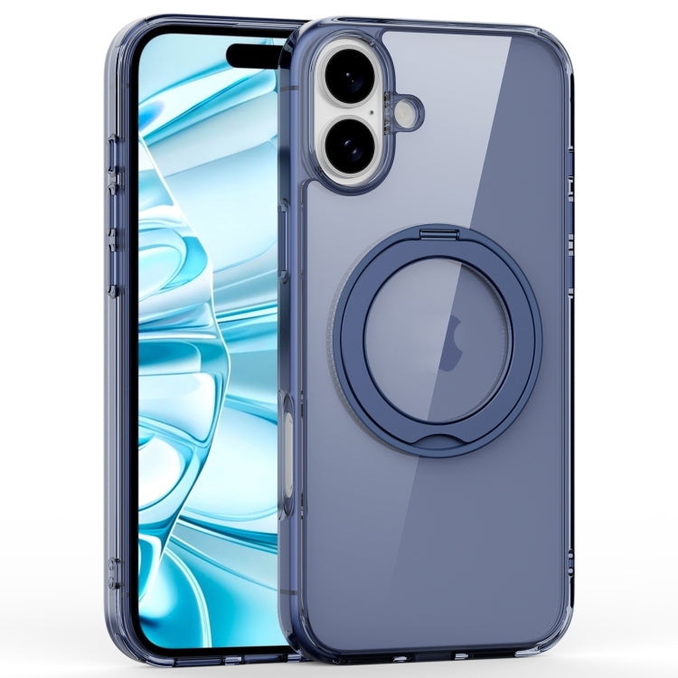 For iPhone 16 Crystal Clear MagSafe Magnetic Holder Phone Case(Transparent Titanium Blue) - iPhone 16 Cases by PMC Jewellery | Online Shopping South Africa | PMC Jewellery | Buy Now Pay Later Mobicred