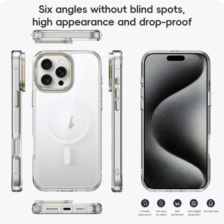 For iPhone 16 Plus Mirror Crystal Clear Lens Holder MagSafe Magnetic Phone Case(Transparent Titanium Blue) - iPhone 16 Plus Cases by PMC Jewellery | Online Shopping South Africa | PMC Jewellery | Buy Now Pay Later Mobicred