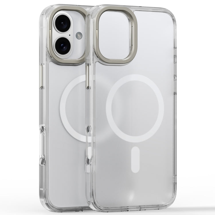 For iPhone 16 Frosted Crystal Clear Lens Holder MagSafe Magnetic Phone Case(Transparent) - iPhone 16 Cases by PMC Jewellery | Online Shopping South Africa | PMC Jewellery | Buy Now Pay Later Mobicred