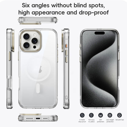 For iPhone 16 Pro Frosted Crystal Clear Lens Holder MagSafe Magnetic Phone Case(Transparent Titanium Blue) - iPhone 16 Pro Cases by PMC Jewellery | Online Shopping South Africa | PMC Jewellery | Buy Now Pay Later Mobicred