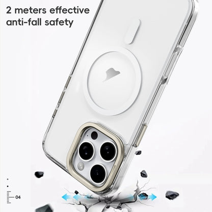 For iPhone 16 Pro Max Frosted Crystal Clear Lens Holder MagSafe Magnetic Phone Case(Transparent Titanium Blue) - iPhone 16 Pro Max Cases by PMC Jewellery | Online Shopping South Africa | PMC Jewellery | Buy Now Pay Later Mobicred