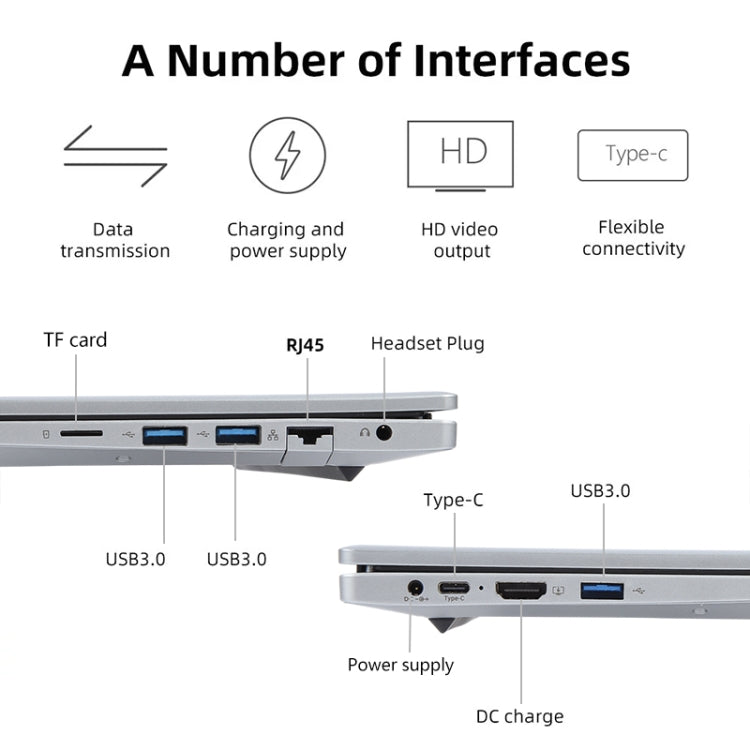 14 inch Windows 11 Laptop, 16GB+1TB, Gen 5th Intel Core i3 CPU, 180 Degree Rotation Axis(Silver) - Others by PMC Jewellery | Online Shopping South Africa | PMC Jewellery | Buy Now Pay Later Mobicred