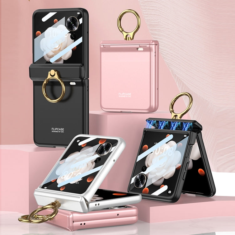 For Honor Magic V Flip GKK Integrated Magnetic Folding Hinge Full Coverage Phone Case with Ring Holder(Pink) - Honor Cases by GKK | Online Shopping South Africa | PMC Jewellery | Buy Now Pay Later Mobicred