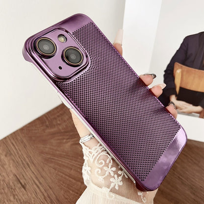 For iPhone 15 Electroplated PC Frameless Cooling Phone Case(Purple) - iPhone 15 Cases by PMC Jewellery | Online Shopping South Africa | PMC Jewellery | Buy Now Pay Later Mobicred