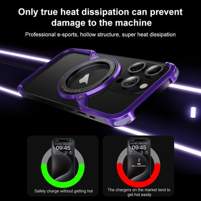 For iPhone 15 Pro Max Frameless Rotation Holder Magsafe Metal Phone Case(Dark Purple) - iPhone 15 Pro Max Cases by PMC Jewellery | Online Shopping South Africa | PMC Jewellery | Buy Now Pay Later Mobicred