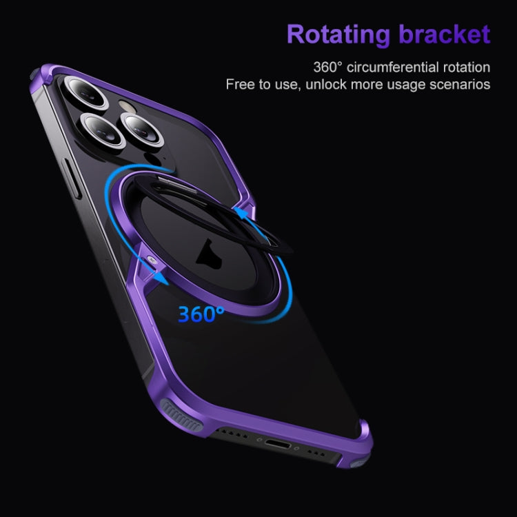 For iPhone 14 Frameless Rotation Holder Magsafe Metal Phone Case(Dark Purple) - iPhone 14 Cases by PMC Jewellery | Online Shopping South Africa | PMC Jewellery | Buy Now Pay Later Mobicred