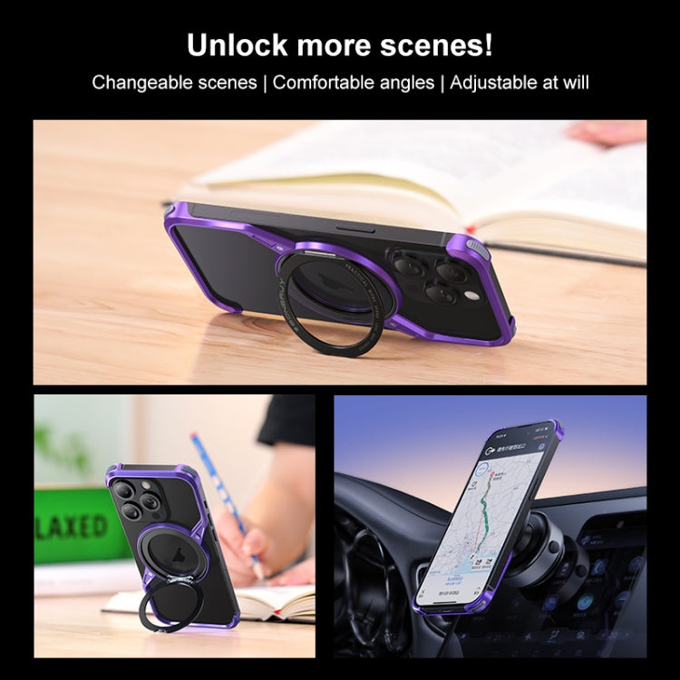 For iPhone 15 Pro Frameless Rotation Holder Magsafe Metal Phone Case(Dark Purple) - iPhone 15 Pro Cases by PMC Jewellery | Online Shopping South Africa | PMC Jewellery | Buy Now Pay Later Mobicred