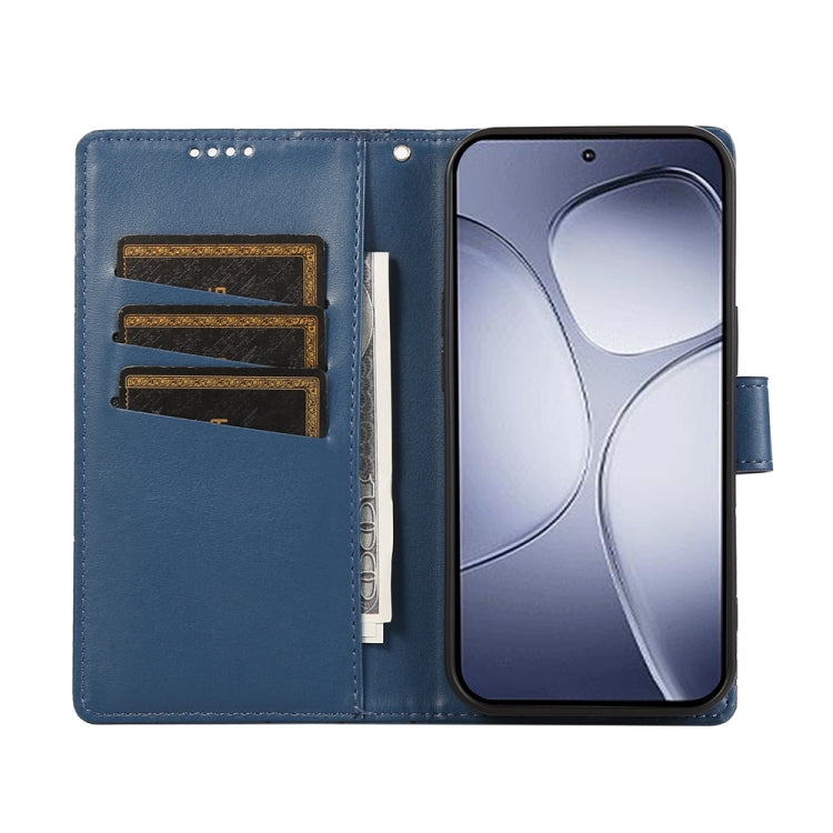 For Redmi K70 Ultra PU Genuine Leather Texture Embossed Line Phone Case(Blue) - Xiaomi Cases by PMC Jewellery | Online Shopping South Africa | PMC Jewellery | Buy Now Pay Later Mobicred