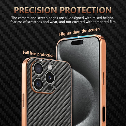 For iPhone 16 Pro AZNS Electroplated Edge Carbon Fiber Texture Phone Case(Brown) - iPhone 16 Pro Cases by AZNS | Online Shopping South Africa | PMC Jewellery | Buy Now Pay Later Mobicred