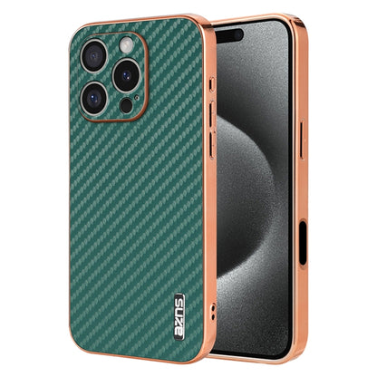 For iPhone 16 Pro AZNS Electroplated Edge Carbon Fiber Texture Phone Case(Green) - iPhone 16 Pro Cases by AZNS | Online Shopping South Africa | PMC Jewellery | Buy Now Pay Later Mobicred