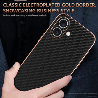 For iPhone 16 AZNS Electroplated Edge Carbon Fiber Texture Phone Case(Blue) - iPhone 16 Cases by AZNS | Online Shopping South Africa | PMC Jewellery | Buy Now Pay Later Mobicred