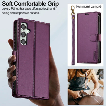 For Samsung Galaxy S24 FE 5G LC.IMEEKE L2 Series Detachable Magsafe PU Phone Case with Lanyard(Purple) - Galaxy S24 FE 5G Cases by LC.IMEEKE | Online Shopping South Africa | PMC Jewellery | Buy Now Pay Later Mobicred