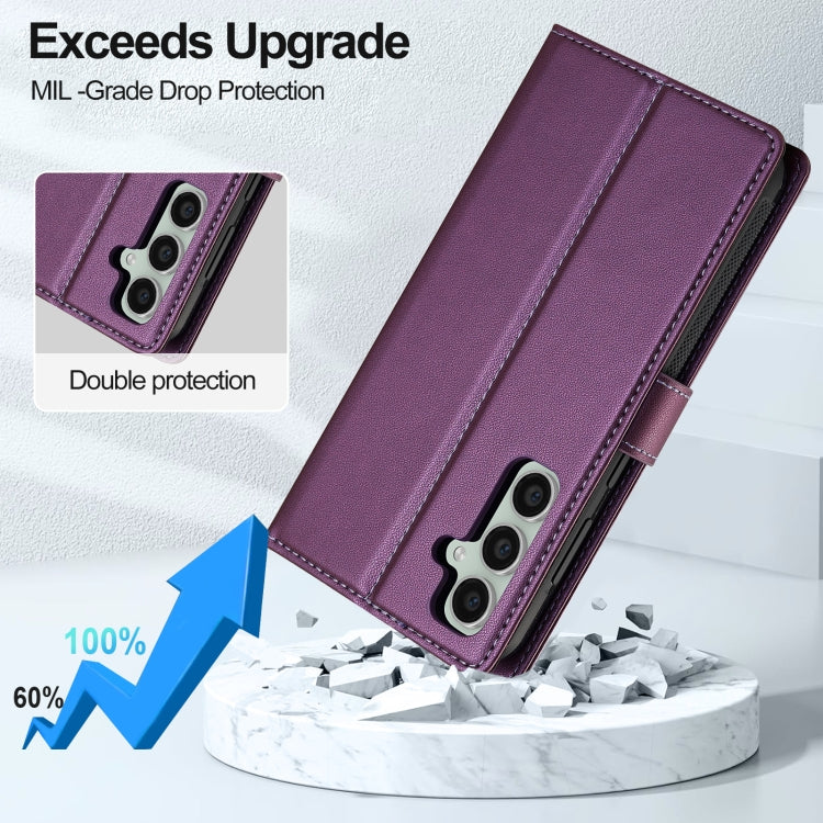 For Samsung Galaxy S24 FE 5G LC.IMEEKE L2 Series Detachable Magsafe PU Phone Case with Lanyard(Purple) - Galaxy S24 FE 5G Cases by LC.IMEEKE | Online Shopping South Africa | PMC Jewellery | Buy Now Pay Later Mobicred