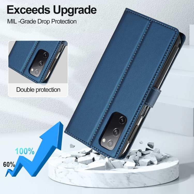 For Samsung Galaxy S20 FE 5G LC.IMEEKE L2 Series Detachable Magsafe PU Phone Case with Lanyard(Blue) - Galaxy Phone Cases by LC.IMEEKE | Online Shopping South Africa | PMC Jewellery | Buy Now Pay Later Mobicred