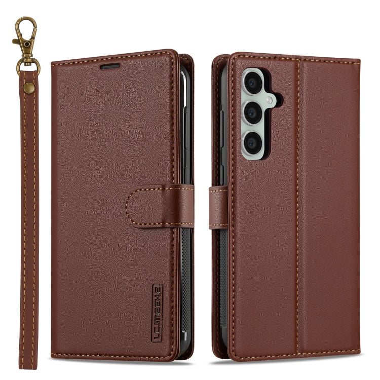 For Samsung Galaxy A35 5G LC.IMEEKE L2 Series Detachable Magsafe PU Phone Case with Lanyard(Brown) - Galaxy Phone Cases by LC.IMEEKE | Online Shopping South Africa | PMC Jewellery | Buy Now Pay Later Mobicred