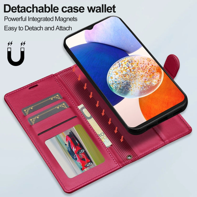 For Samsung Galaxy A14 4G / A14 5G LC.IMEEKE L2 Series Detachable Magsafe PU Phone Case with Lanyard(Red) - Galaxy Phone Cases by LC.IMEEKE | Online Shopping South Africa | PMC Jewellery | Buy Now Pay Later Mobicred