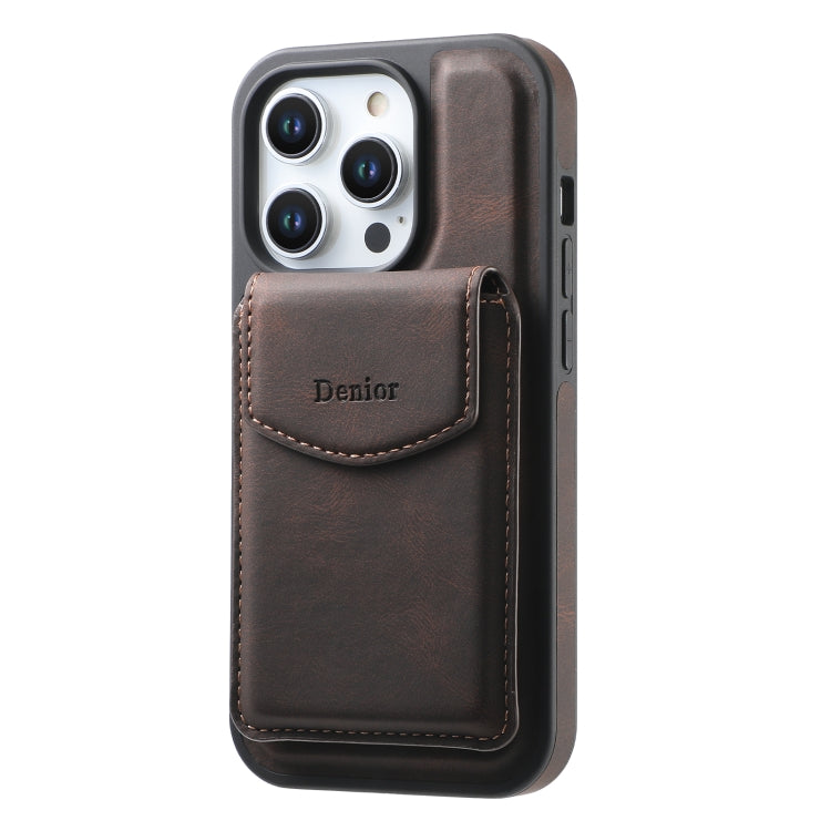 For iPhone 16 Pro Denior D19 Skin Feel MagSafe Detachable Card Slot Phone Case(Brown) - iPhone 16 Pro Cases by Denior | Online Shopping South Africa | PMC Jewellery | Buy Now Pay Later Mobicred