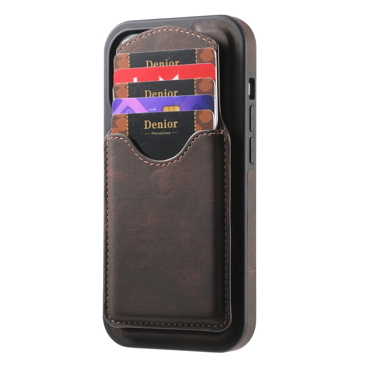 For iPhone 16 Pro Denior D19 Skin Feel MagSafe Detachable Card Slot Phone Case(Brown) - iPhone 16 Pro Cases by Denior | Online Shopping South Africa | PMC Jewellery | Buy Now Pay Later Mobicred