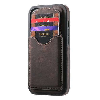 For iPhone 16 Denior D19 Skin Feel MagSafe Detachable Card Slot Phone Case(Brown) - iPhone 16 Cases by Denior | Online Shopping South Africa | PMC Jewellery | Buy Now Pay Later Mobicred