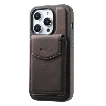 For iPhone 16 Plus Denior D20 Skin Feel MagSafe Holder Detachable Card Slot Phone Case(Brown) - iPhone 16 Plus Cases by Denior | Online Shopping South Africa | PMC Jewellery | Buy Now Pay Later Mobicred