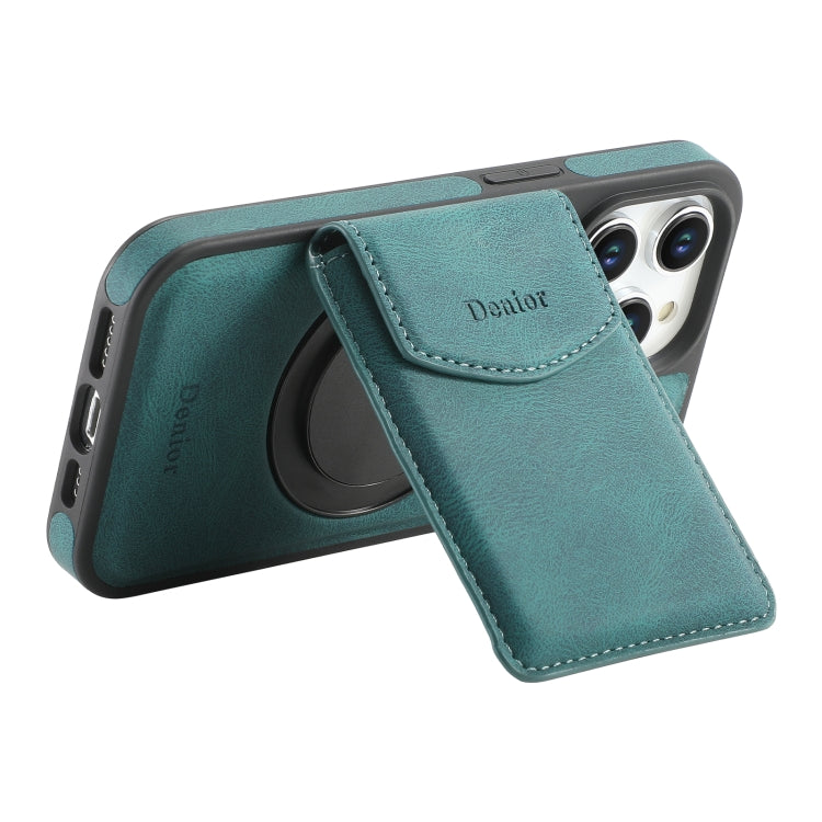 For iPhone 16 Denior D20 Skin Feel MagSafe Holder Detachable Card Slot Phone Case(Blue) - iPhone 16 Cases by Denior | Online Shopping South Africa | PMC Jewellery | Buy Now Pay Later Mobicred