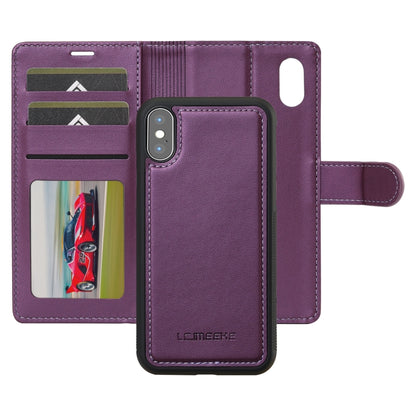 For iPhone X / XS LC.IMEEKE L2 Series Detachable Magsafe PU Phone Case with Lanyard(Purple) - More iPhone Cases by LC.IMEEKE | Online Shopping South Africa | PMC Jewellery | Buy Now Pay Later Mobicred